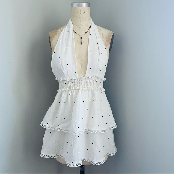 Superdown Emilia Mini Dress In White Polka Dot - Picture 7 of 10